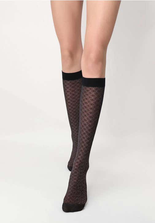 Sheer Knee-high Sparkly Lace