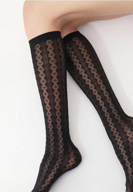 Opaque Knee-highs Lace Decor
