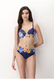 Magic Flowers Bikini comprised of Underwired Padded Top and Matching High-Waisted Drawstring Bottoms