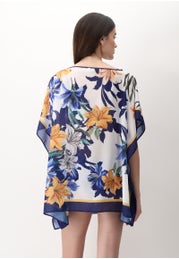 Magic Flowers Short Kaftan Dress in Chiffon