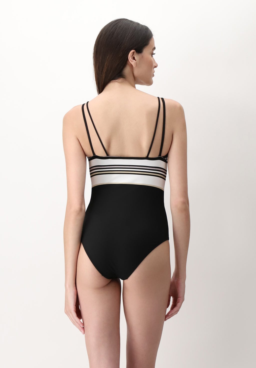Stripes One-Piece Triangle Swimsuit