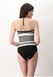 Stripes Padded One-Piece Bandeau Swimsuit