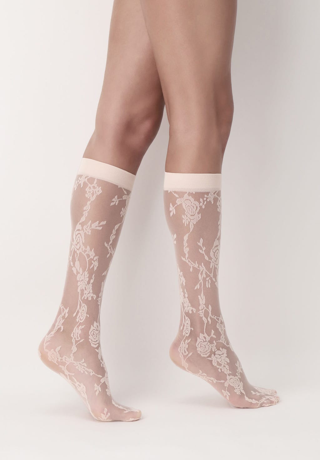 Lace Effect Sheer Knee-Highs Moony