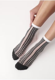 Lily Flower Patterned Sheer Socks