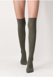 Bright Ribbed Opaque Knee Sock