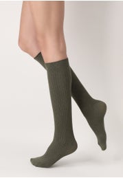 Bright Ribbed Opaque Knee-high