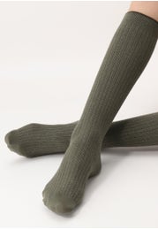 Bright Ribbed Opaque Knee-high