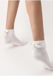 Chaussettes opaques en coton Ankle Bow Stripe