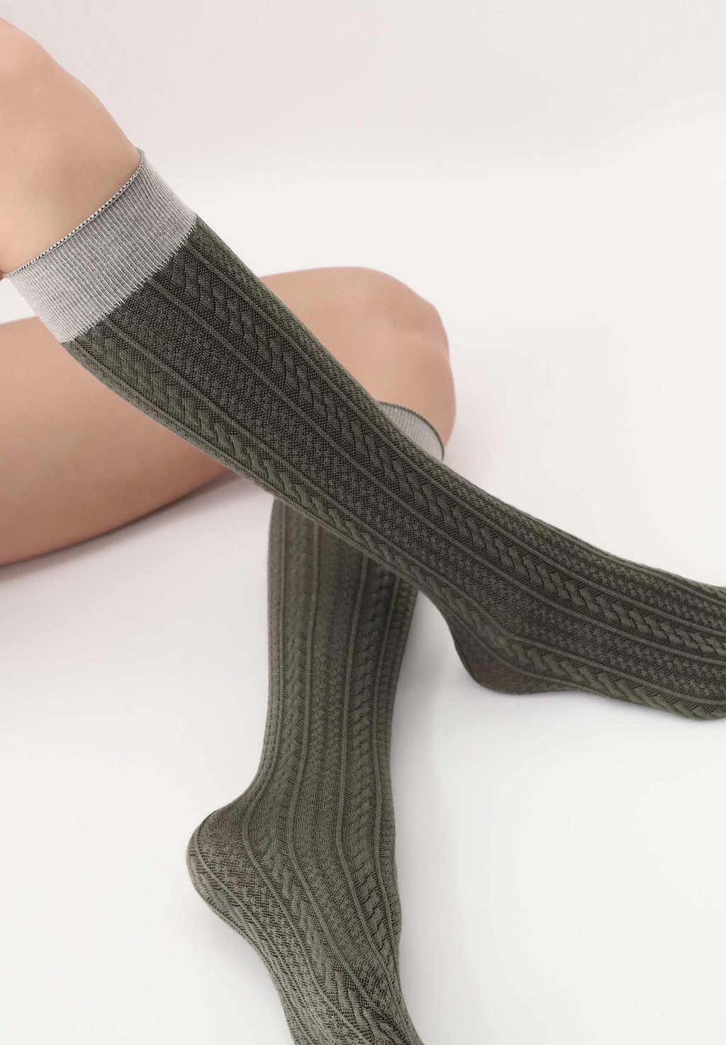 Opaque Knee-highs Viscose Braided