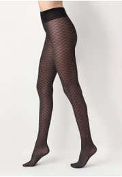 Semi-sheer Tights with Sparkly Lace Pattern 40