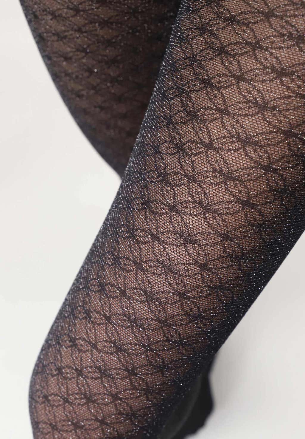 Semi-sheer Tights with Sparkly Lace Pattern 40