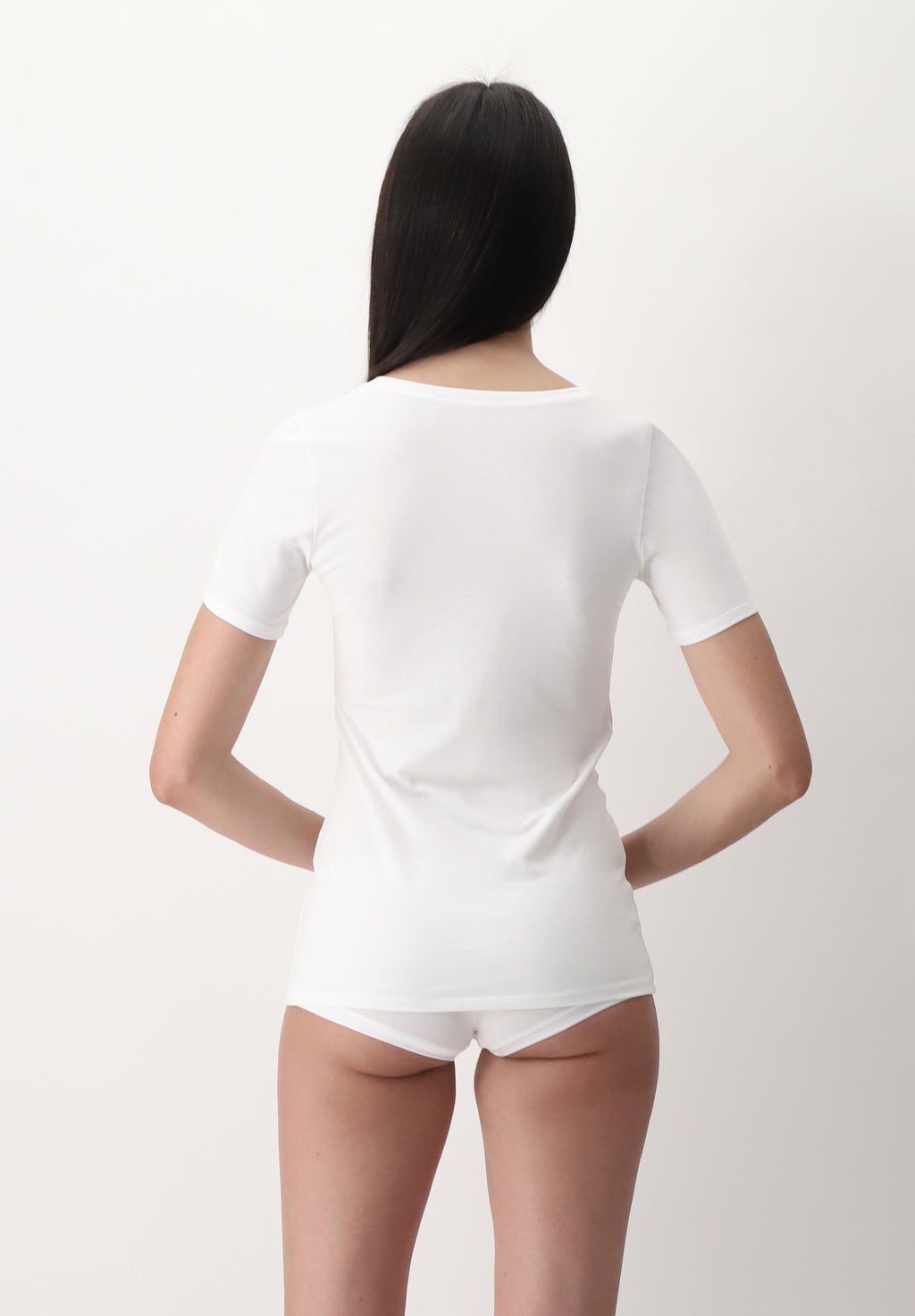 T-shirt à manches courtes en coton et Modal Perfect Line Cotton