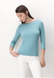 Elasticized Cotton Jersey Short Sleeve Sweater