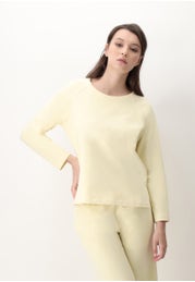 Sporty Long Sleeve Stretch Cotton Sweater