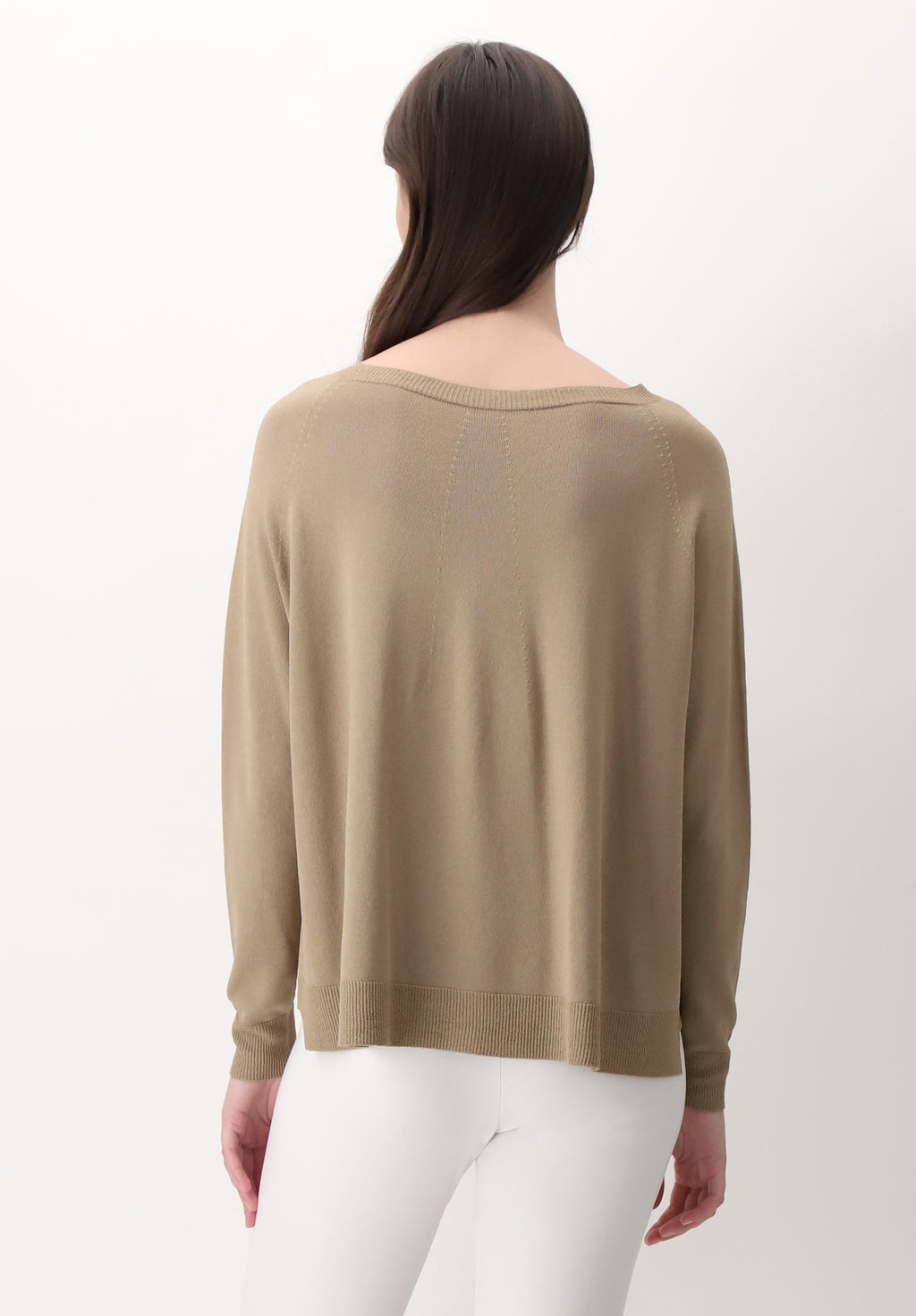 Long-sleeved Viscose Color Knit Sweater