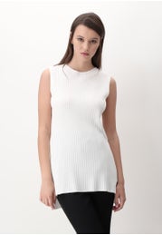 Sleeveless Viscose Color Knit Sweater