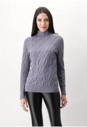 Viscose and Angora Trimming Long Sleeve Sweater