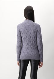 Langarmpullover aus Viskose und Angora-Besatz Trimming