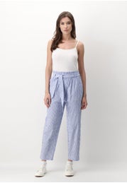 Stripes Stretch Cotton Loose Fit Trousers