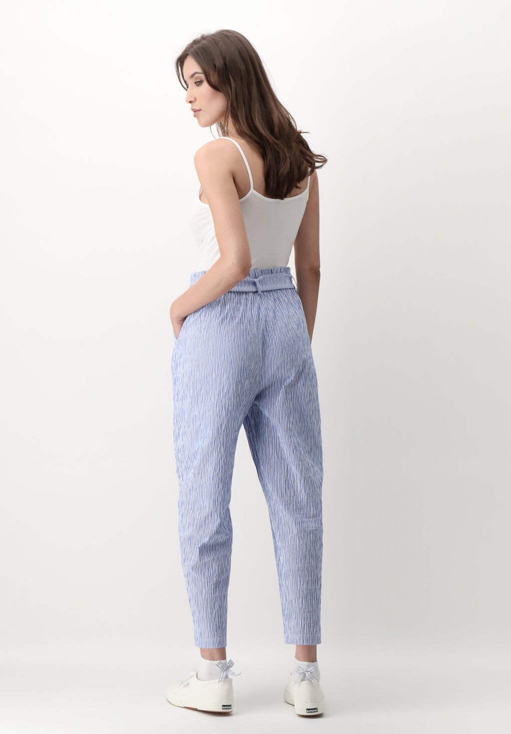 Pantalon large en coton extensible Stripes