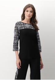 Viscose and Broderie Anglaise 3/4 Sleeve Jersey