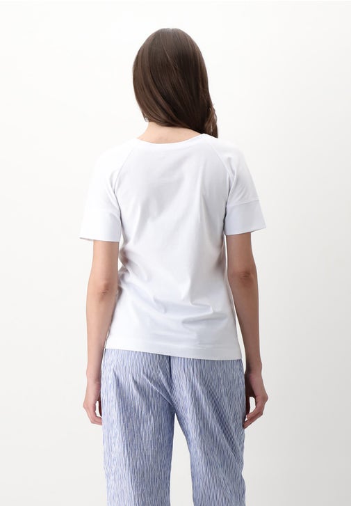 Baumwoll-Rundhals-T-Shirt mit Tasche