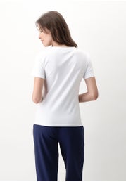 T-Shirt Girocollo in Cotone con Borchie Athleisure