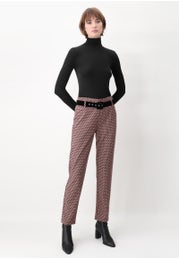 Zigarettenhose aus Jacquard-Strick mit Gürtel Pants