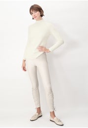 Skinny Leggings in Thermal-effect Eco-leather with Ruffles