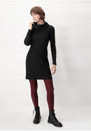 Maxi robe en viscose à côtes et col amovible à losanges 3D