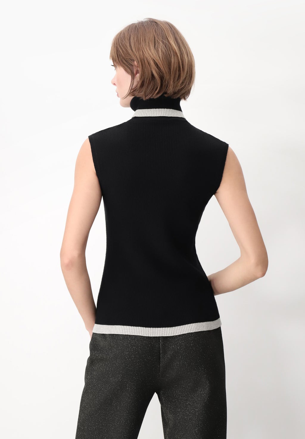 Maglia Senza Maniche in Viscosa e Lamé Glam Knit