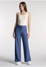 Pantaloni Ampi in Maglia di Viscosa Boarding Pass Knit